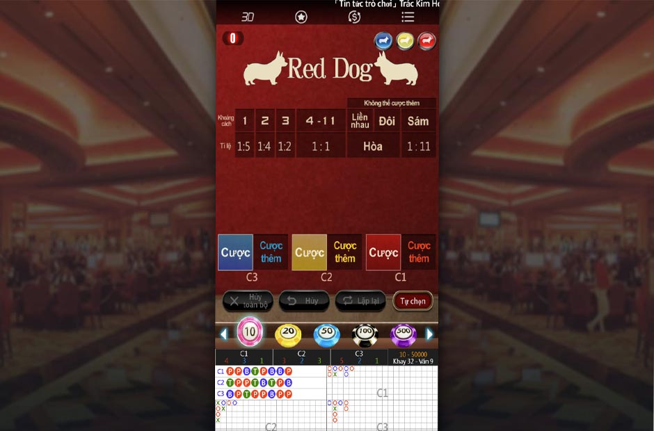 Red Dog là một trò chơi bài 3D trực tuyến mới lạ
