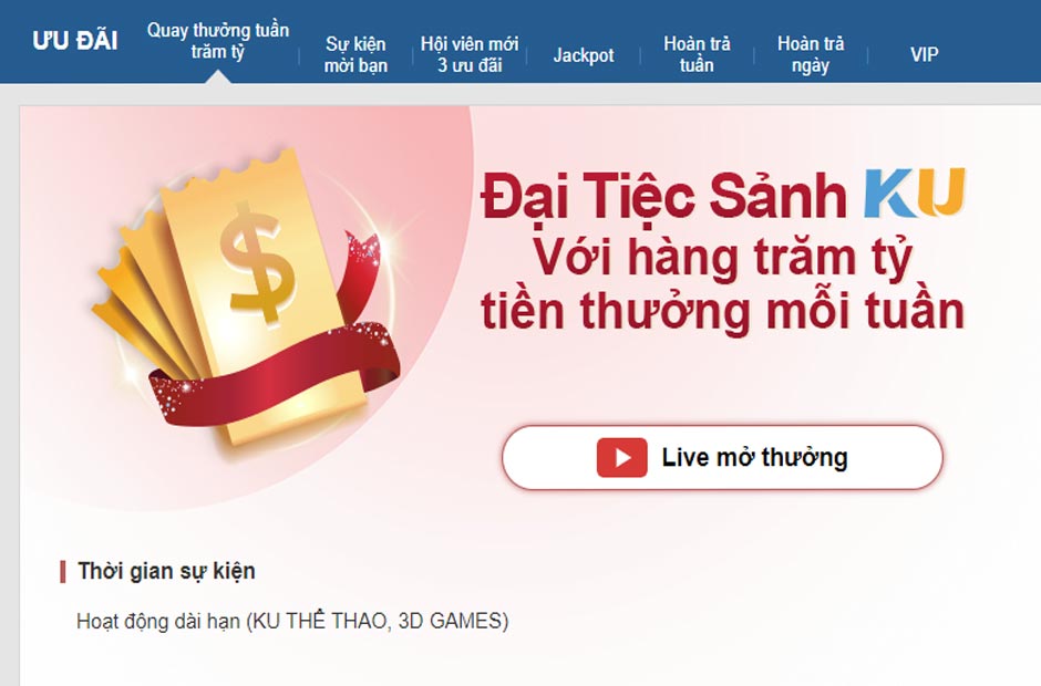 Nhiều giải thưởng cũng như ưu đãi lớn tại nhà cái
