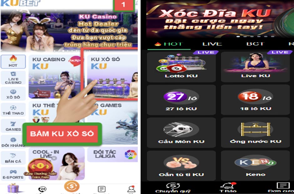 Giao diện trên điện thoại